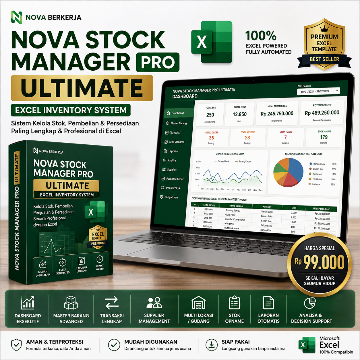 NOVA Stock Manager PRO ULTIMATE - Excel Inventory System
