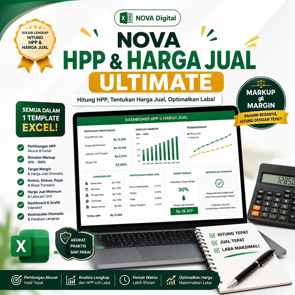 NOVA - Template HPP & Harga Jual ULTIMATE PRO