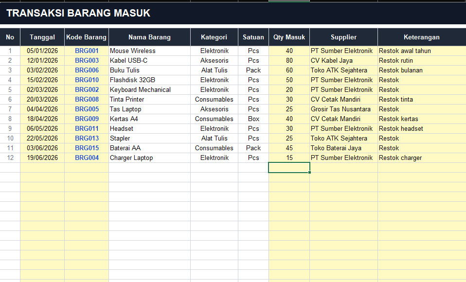 NOVA - Aplikasi Excel Manajemen Stok Gudang (Stok In-Out, Closing, Akurasi Stok) - gambar 4